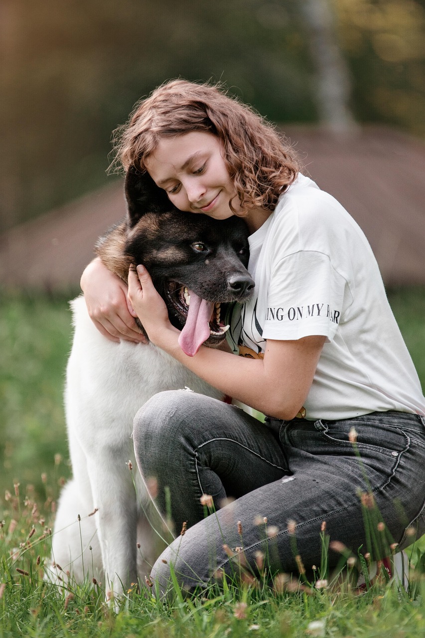 dog, nature, girl, love, pet, owner, companion, friends, friendship, happy, animal, akita, portrait, pet owner